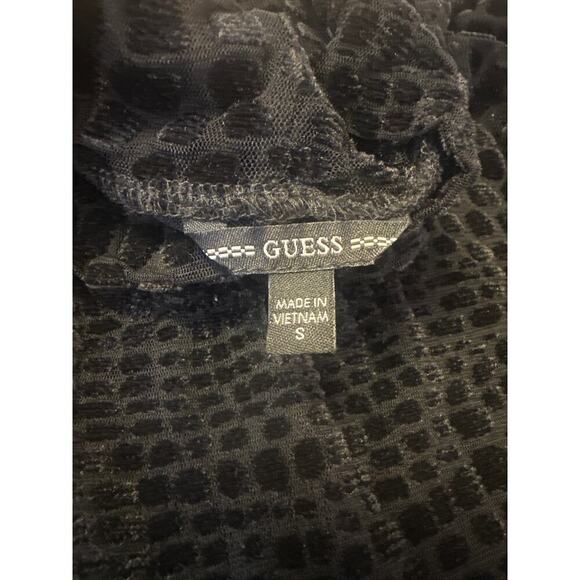 Guess Cindy Croc Mesh Bodysuit Womens Small Black - Picture 3 of 5